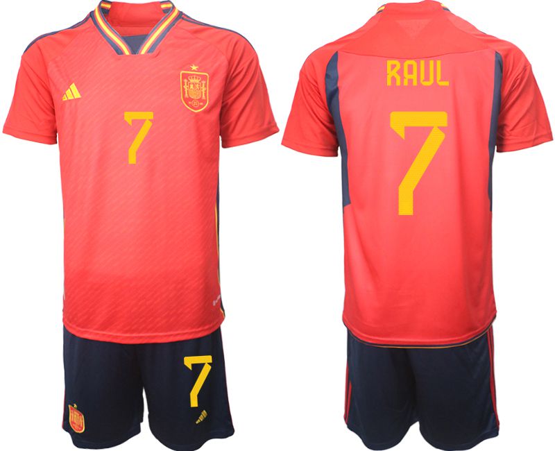 Men 2022 World Cup National Team Spain home red #7 Soccer Jersey